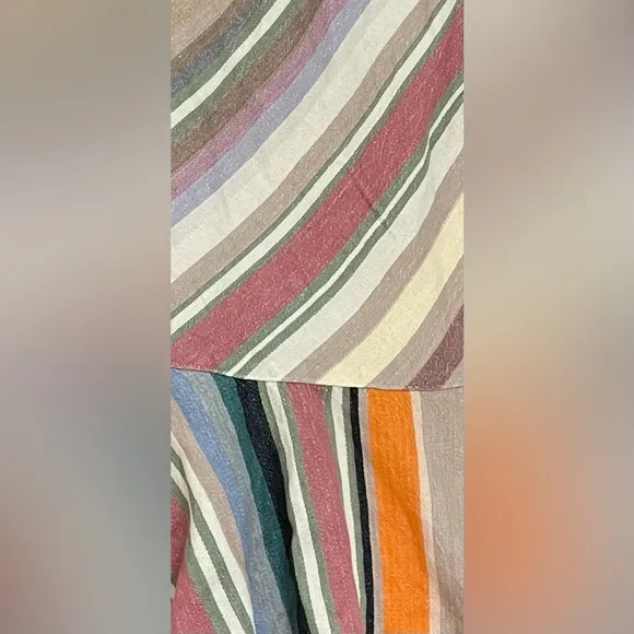 LAUREN BY RALPH LAUREN 100% Cotton Striped Multicolor Wrap Skirt Size 12