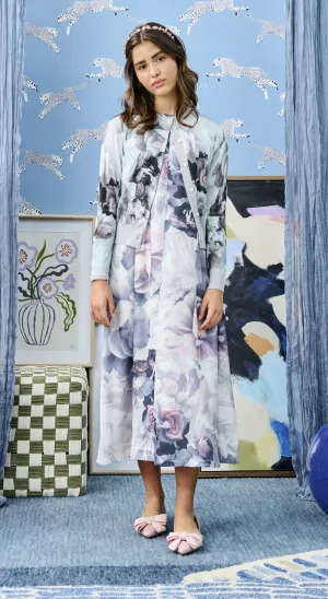 Laurent Grey Floral Slip Dress with Knit Cardi