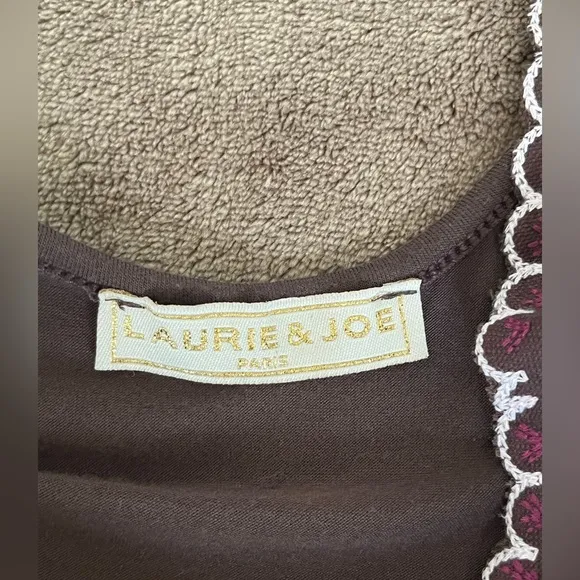 Laurie &amp; Joe Paris Brown Sleeveless Studded embroidered Dress Small