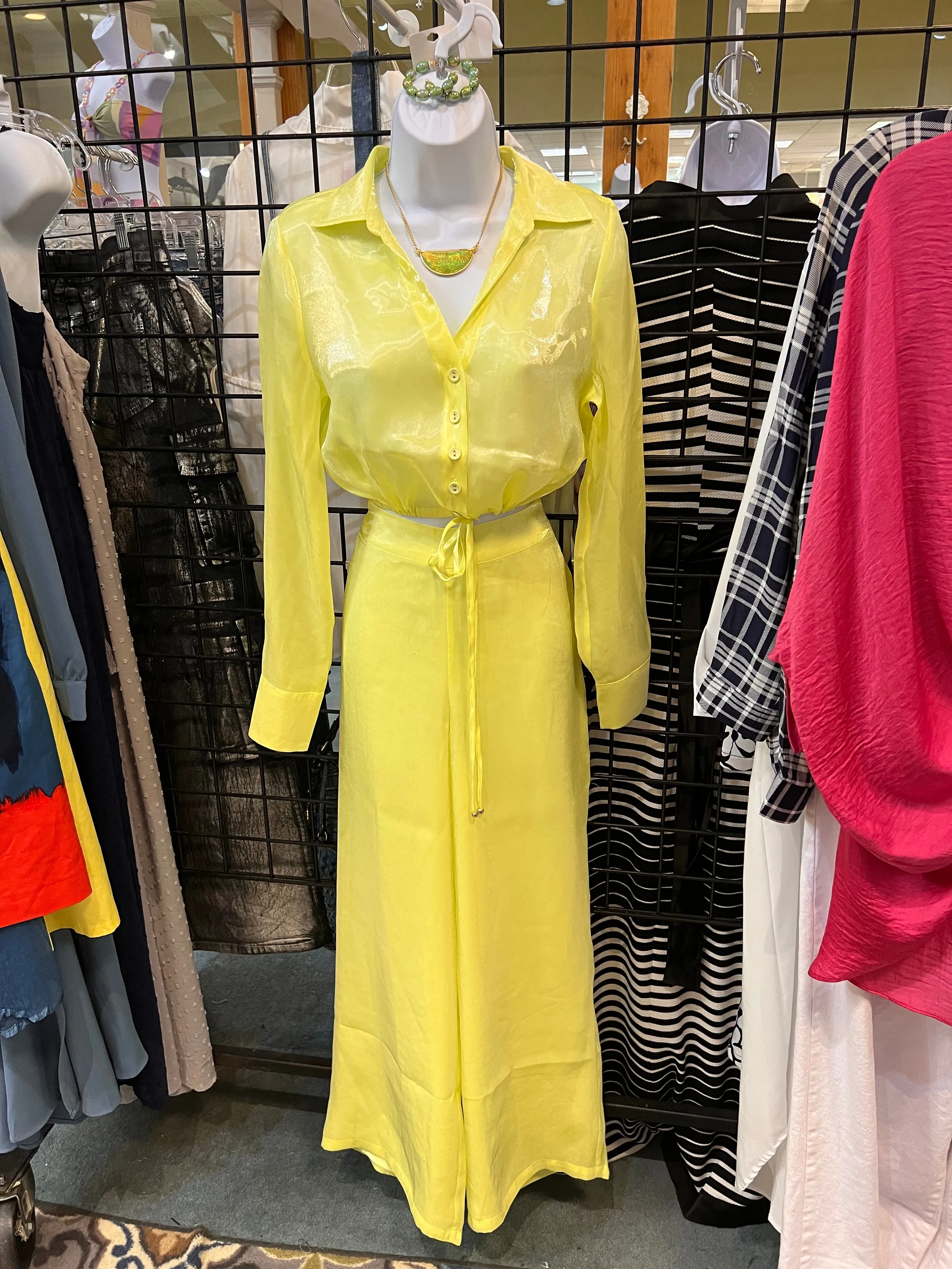Lemon Organza Pant Set