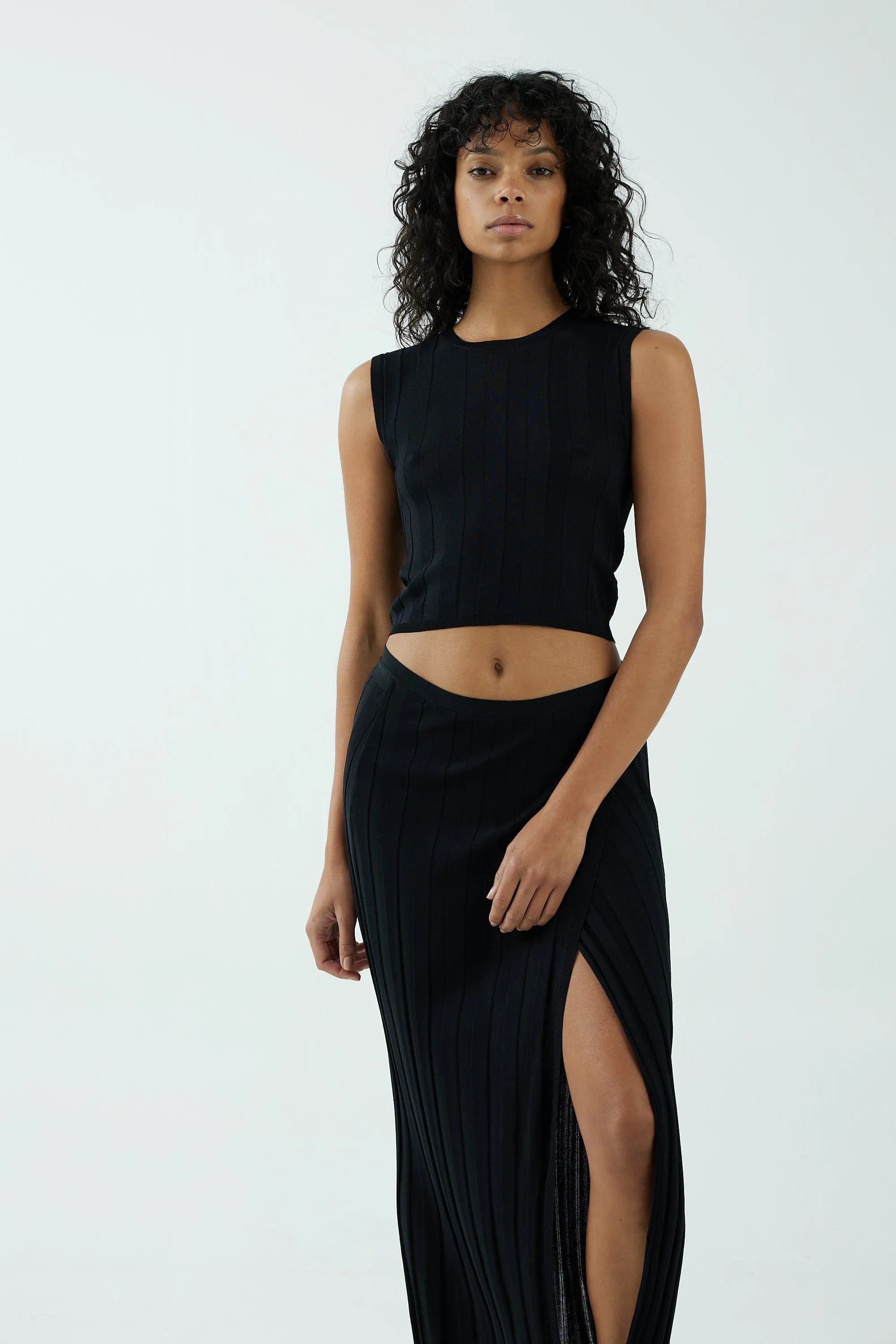 LIAISON KNIT WRAP SKIRT | BLACK