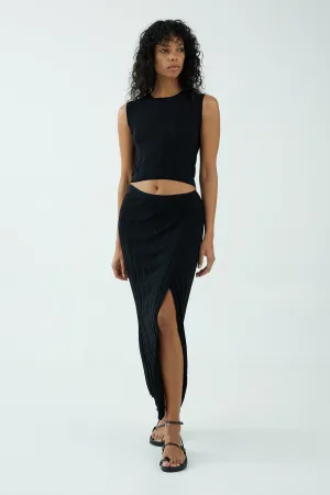 LIAISON KNIT WRAP SKIRT | BLACK