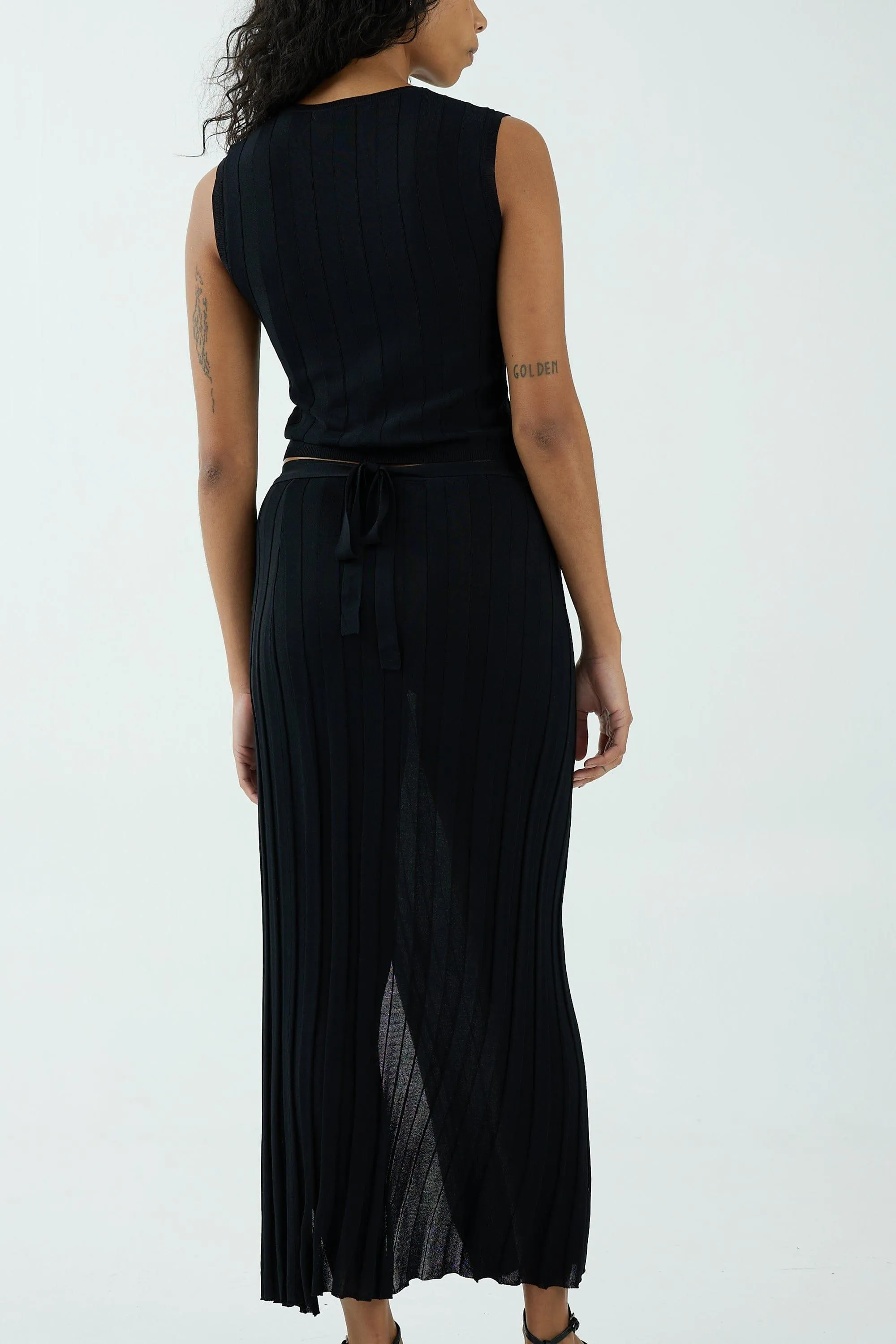 LIAISON KNIT WRAP SKIRT | BLACK