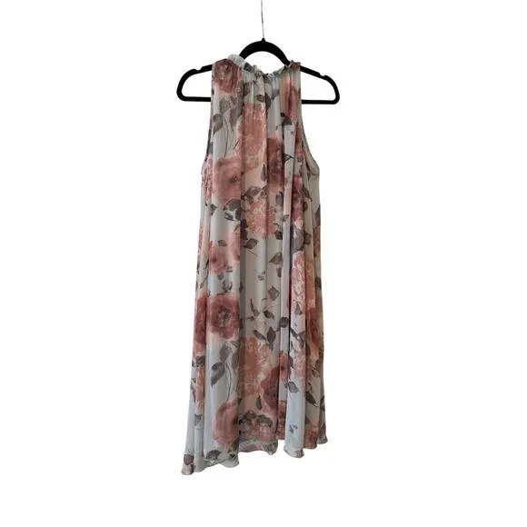 Light Blue Floral High Neck Dress - Size XL