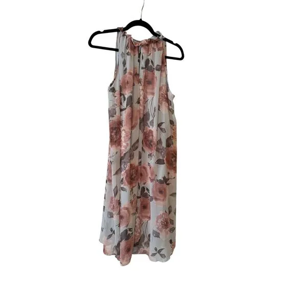 Light Blue Floral High Neck Dress - Size XL