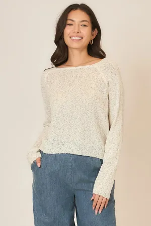 Light Knit Melange Boat Neck Sweater