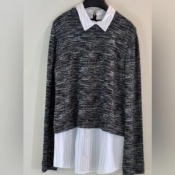 Like New! Alice   Olivia Black White Maelynn Layered CollarSweater
