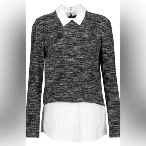 Like New! Alice   Olivia Black White Maelynn Layered CollarSweater