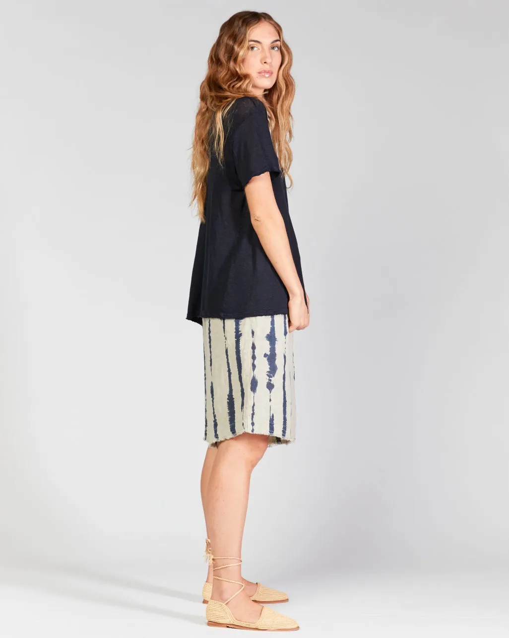 Linen Scoop Neck Short Sleeve T-Shirt