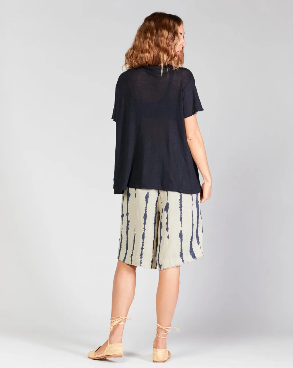 Linen Scoop Neck Short Sleeve T-Shirt