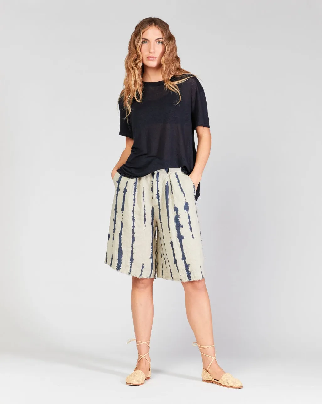 Linen Scoop Neck Short Sleeve T-Shirt