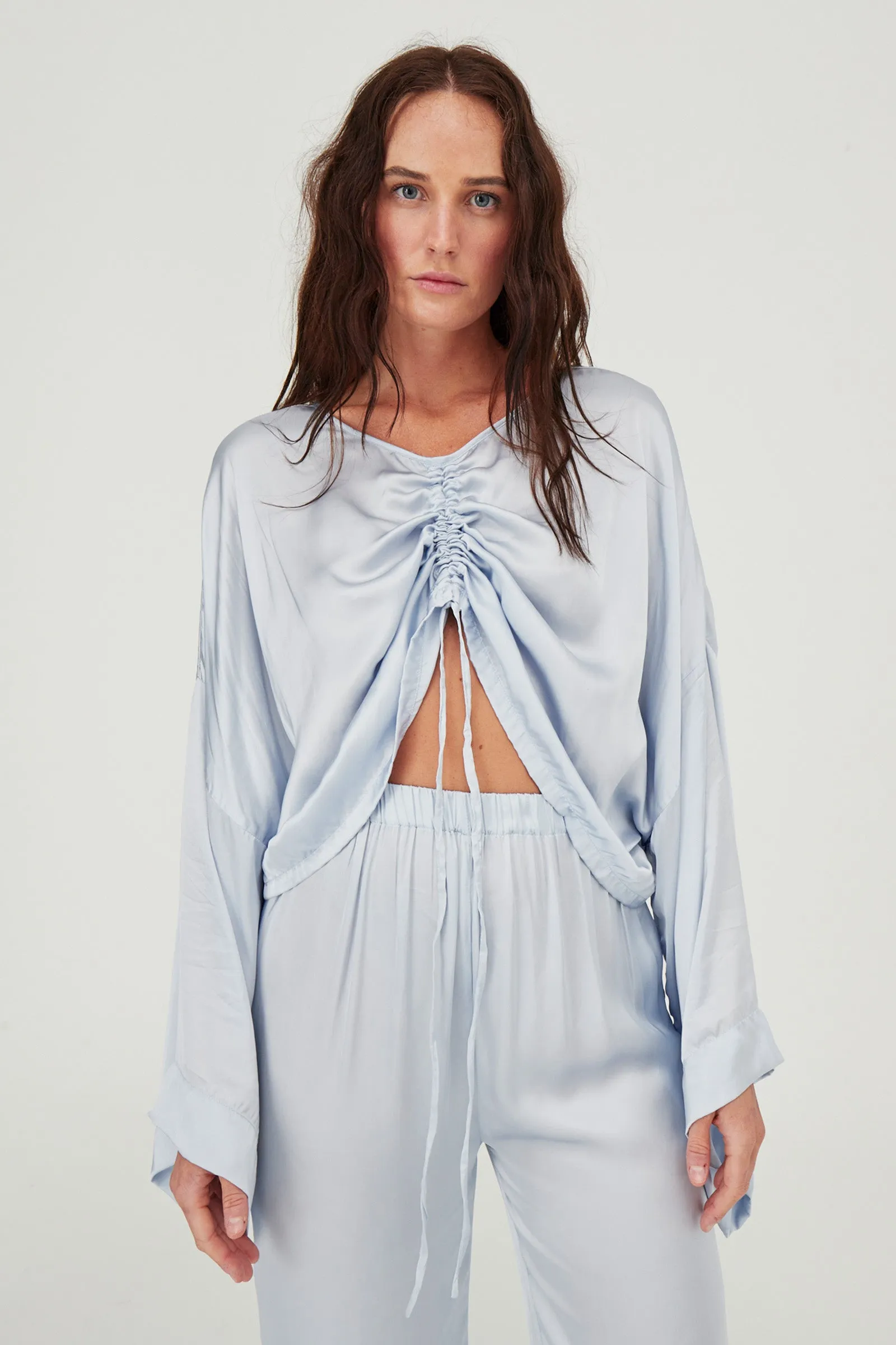 Ling Silk Blouse Ice Blue