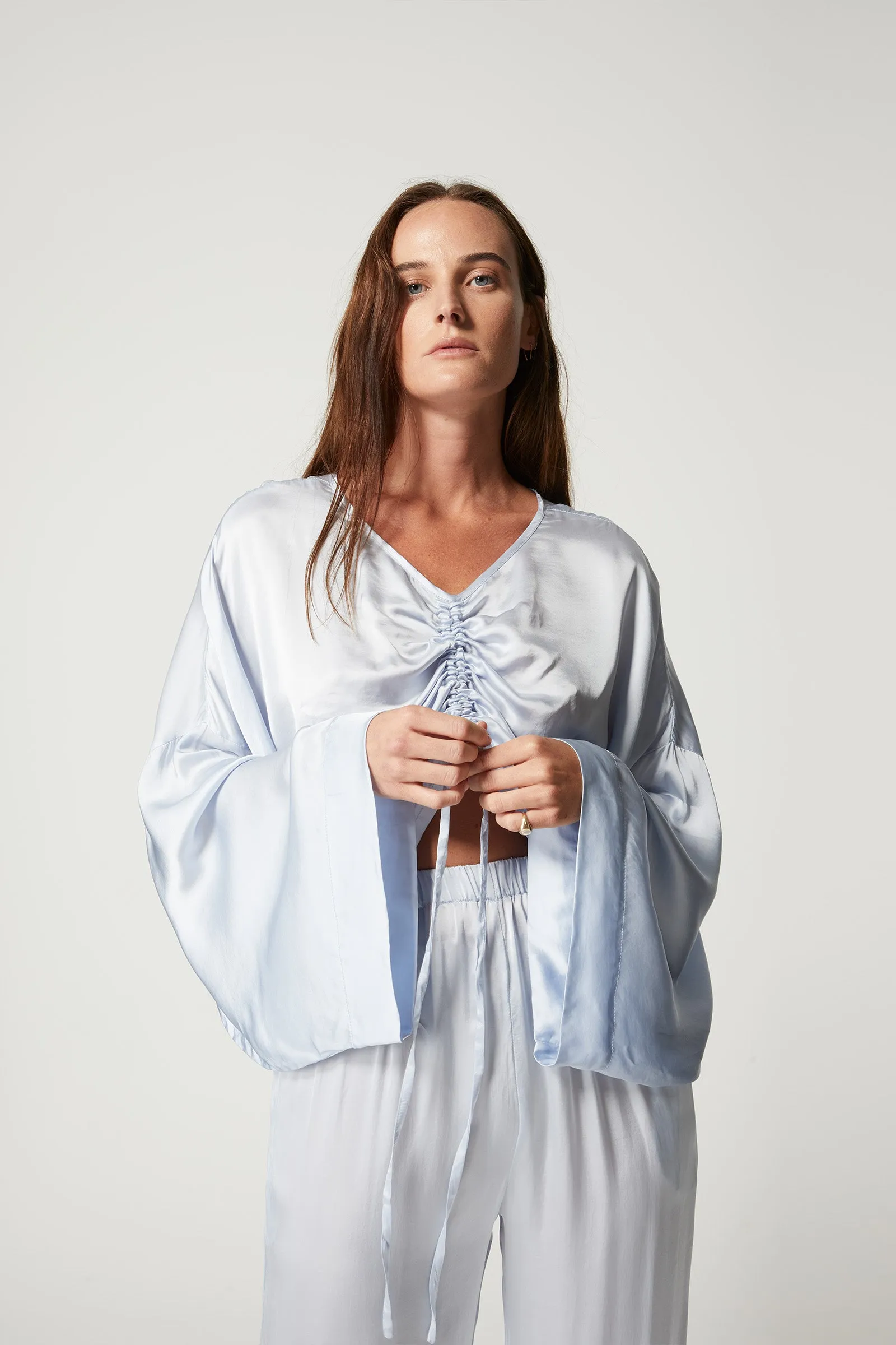 Ling Silk Blouse Ice Blue