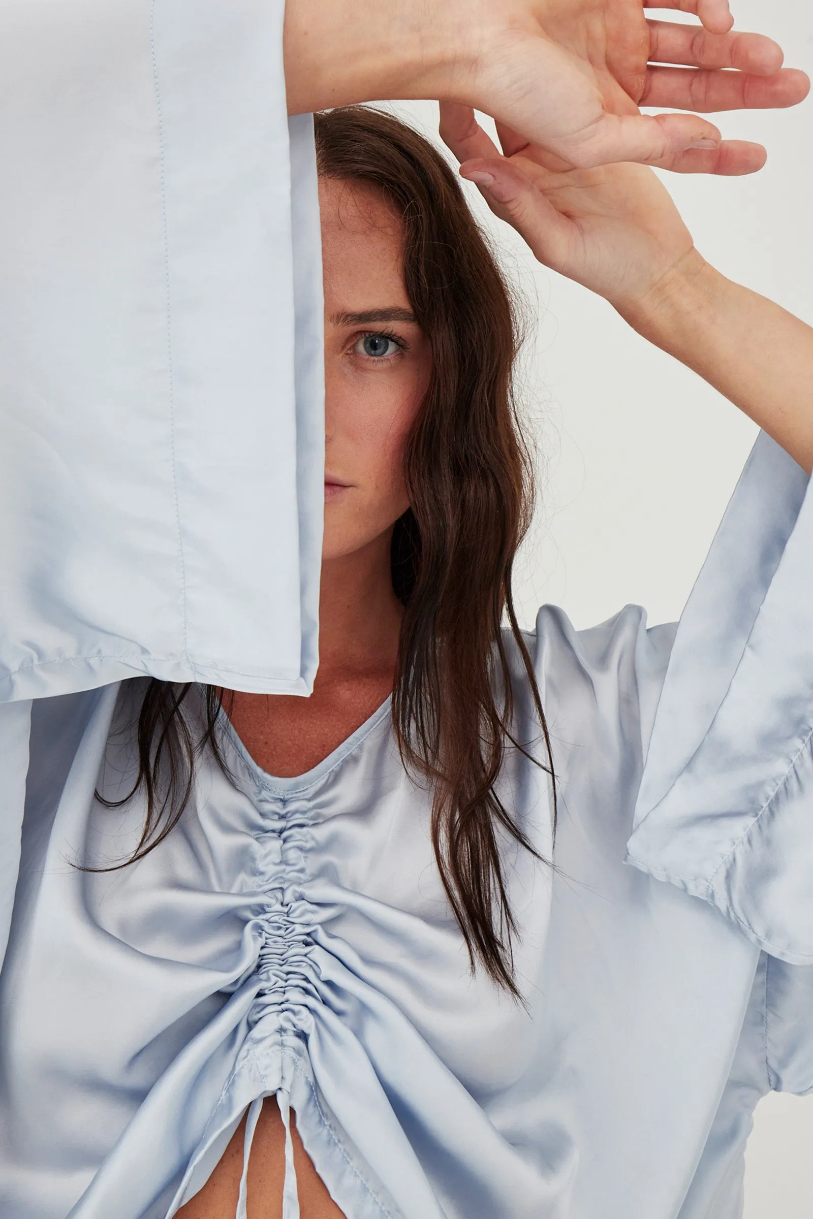 Ling Silk Blouse Ice Blue