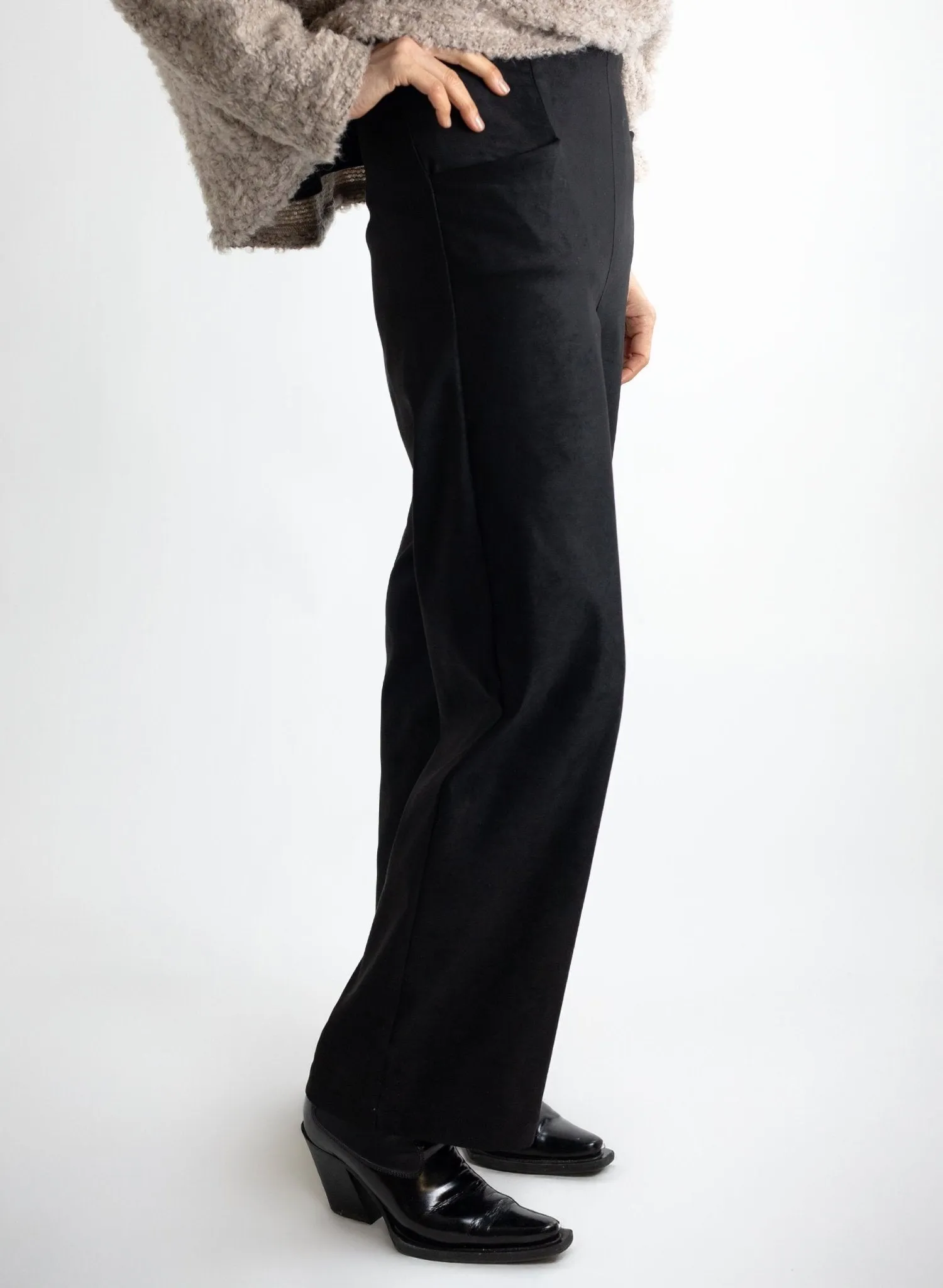 Long Odette Pant - Black Suede