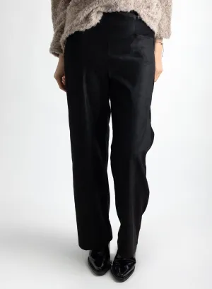 Long Odette Pant - Black Suede