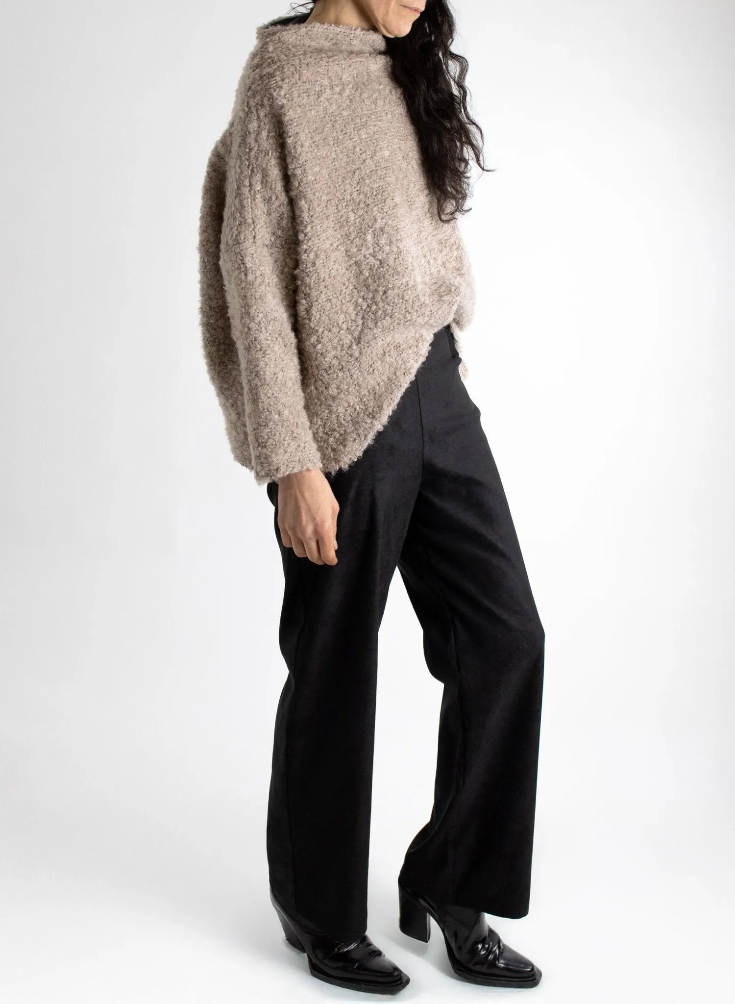 Long Odette Pant - Black Suede