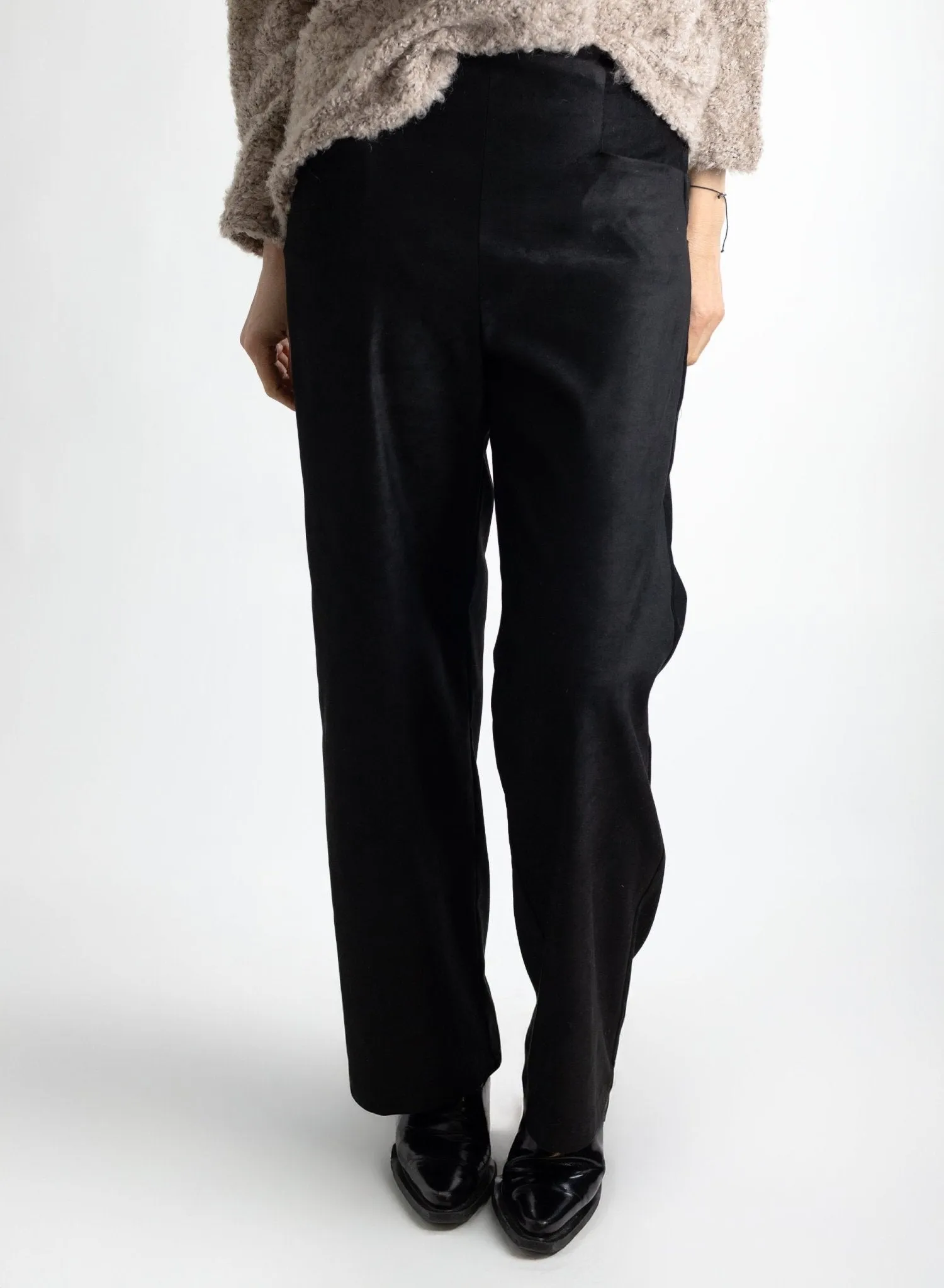 Long Odette Pant - Black Suede