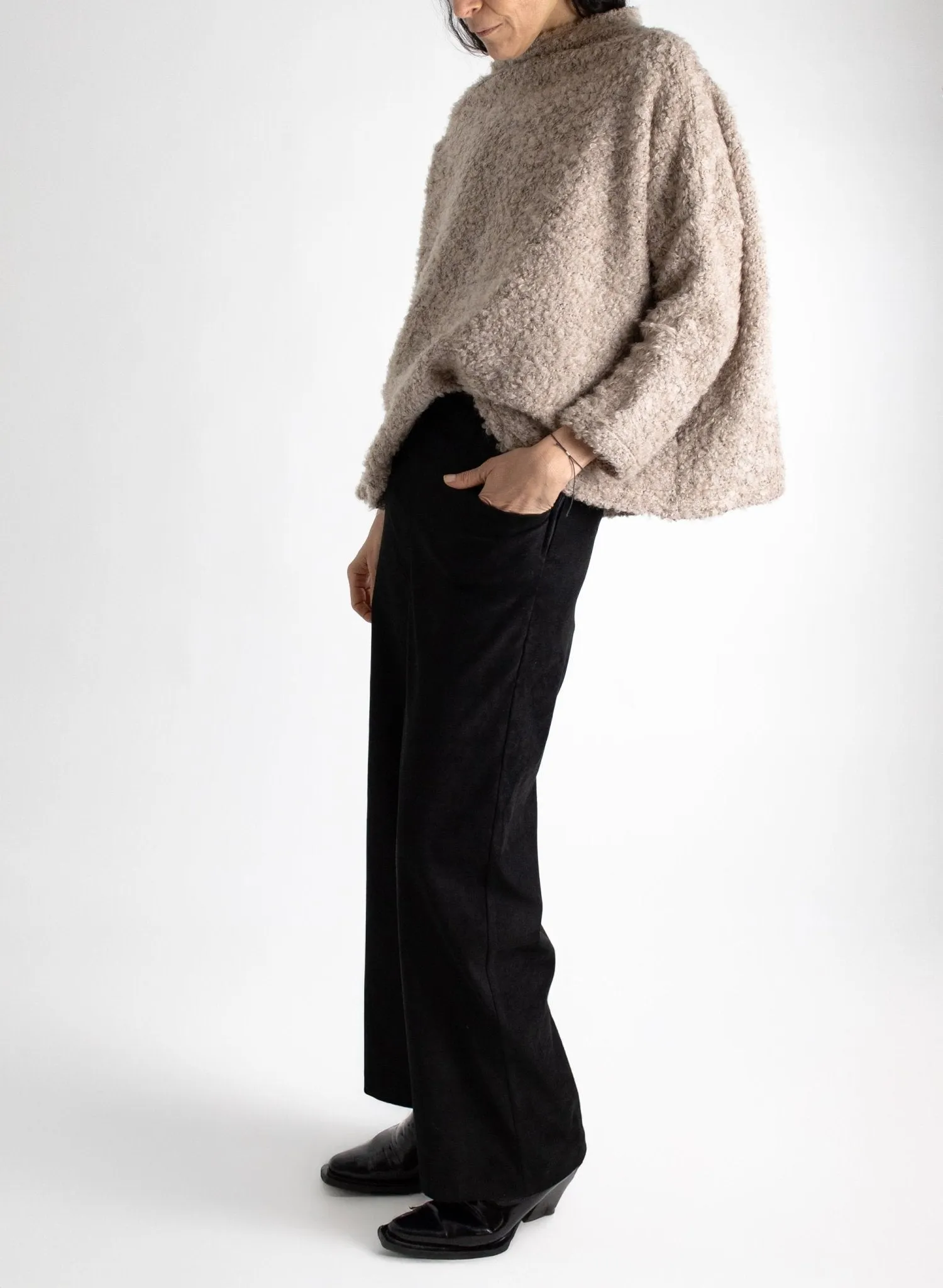 Long Odette Pant - Black Suede