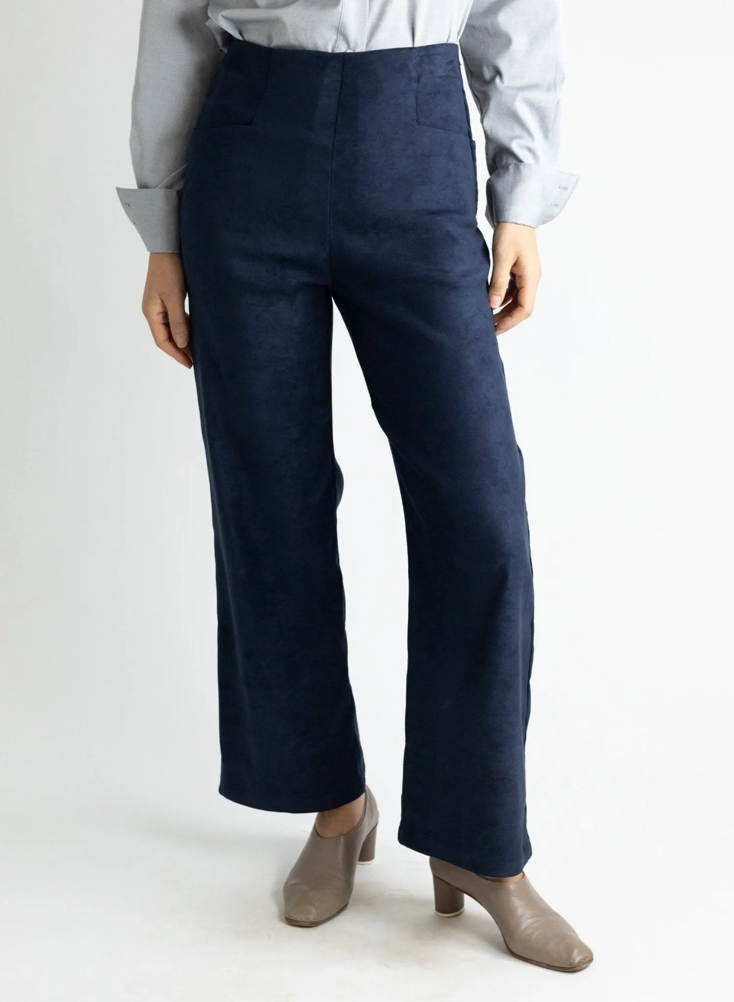 Long Odette Pant - Navy Suede