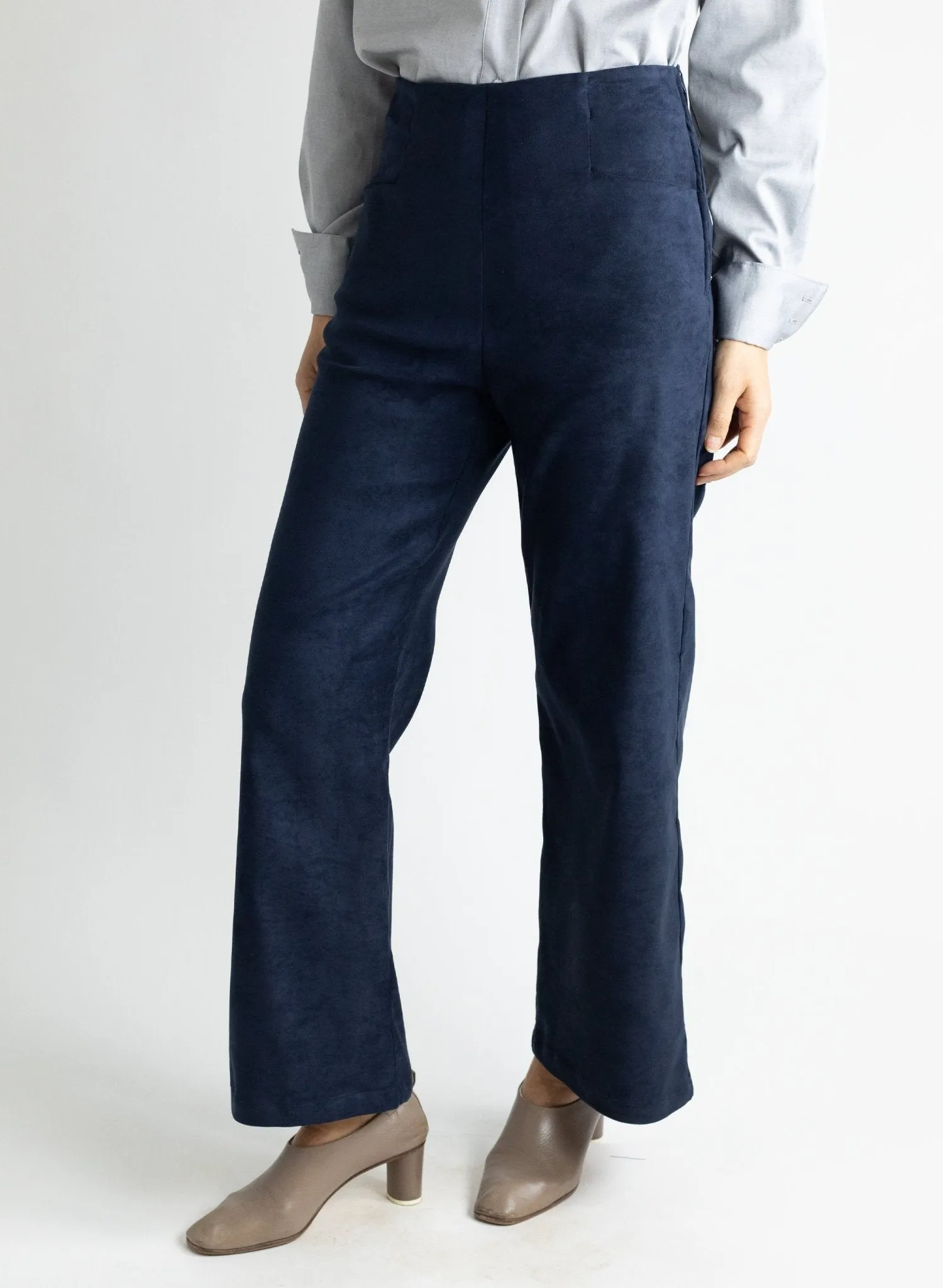 Long Odette Pant - Navy Suede