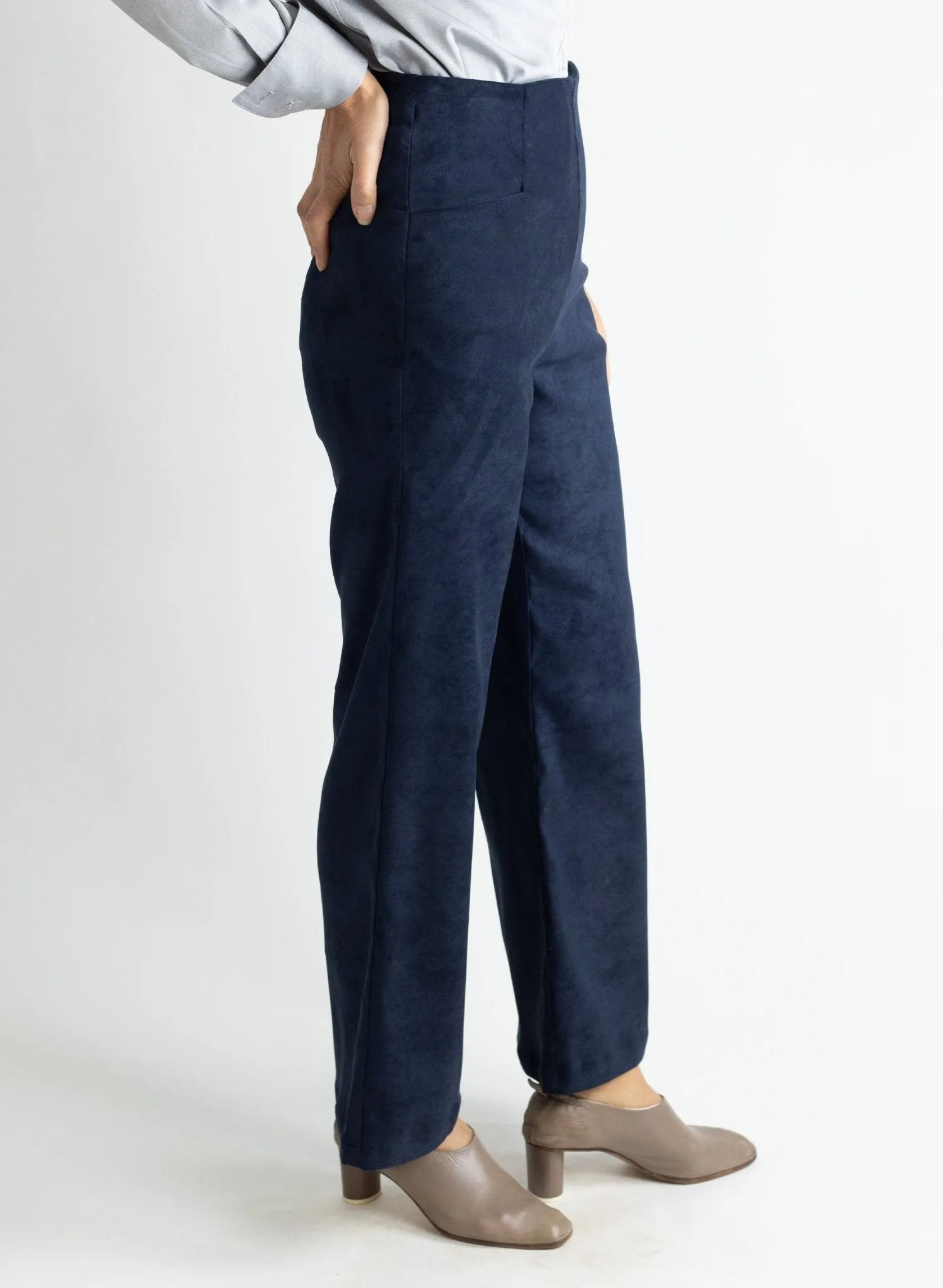 Long Odette Pant - Navy Suede