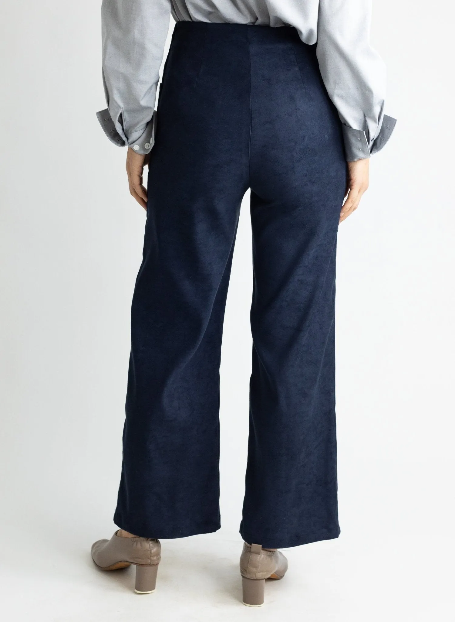 Long Odette Pant - Navy Suede