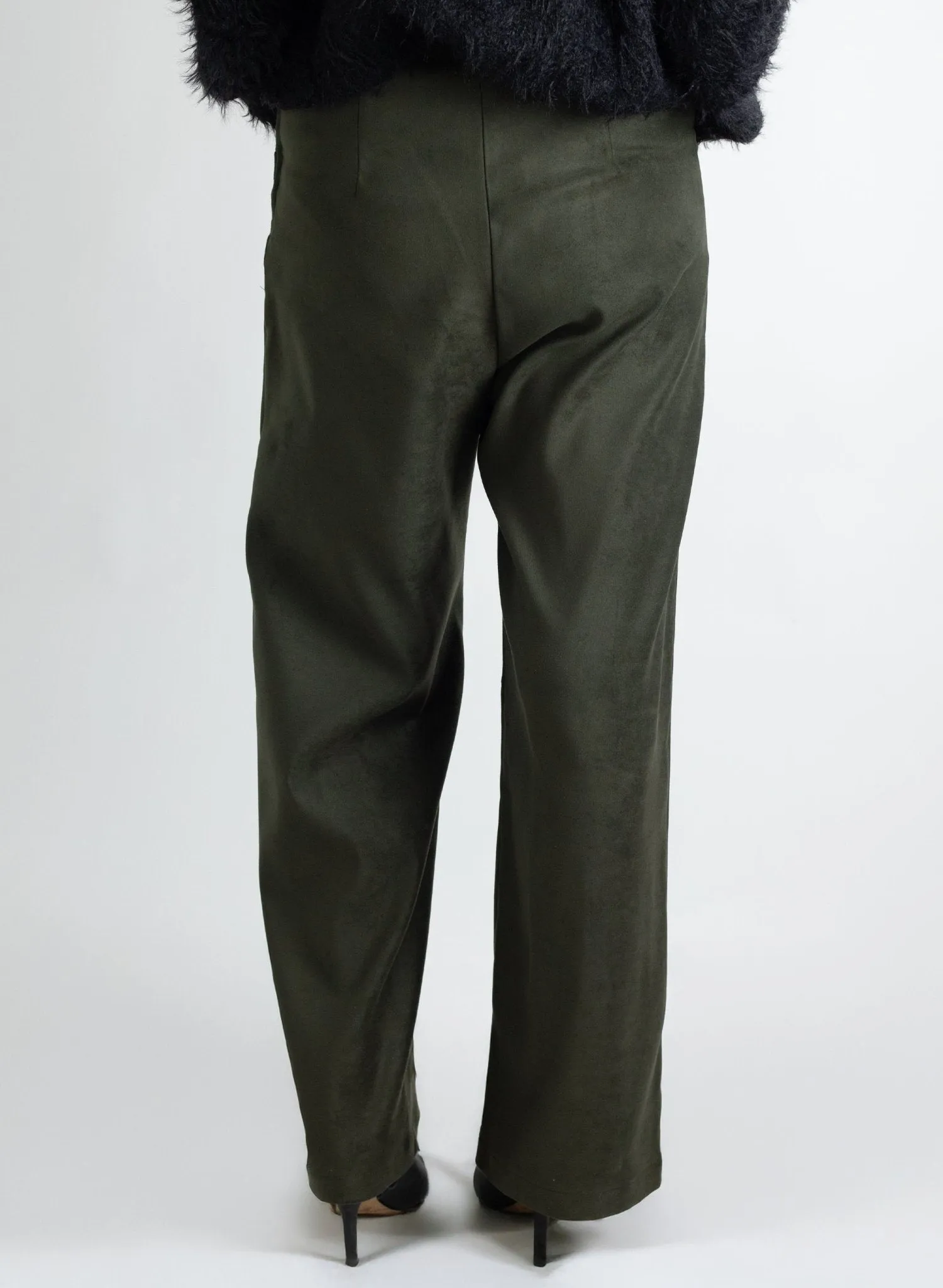 Long Odette Pant - Olive Suede