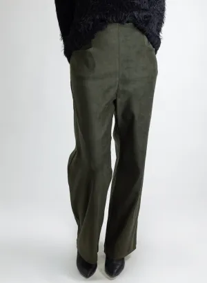 Long Odette Pant - Olive Suede