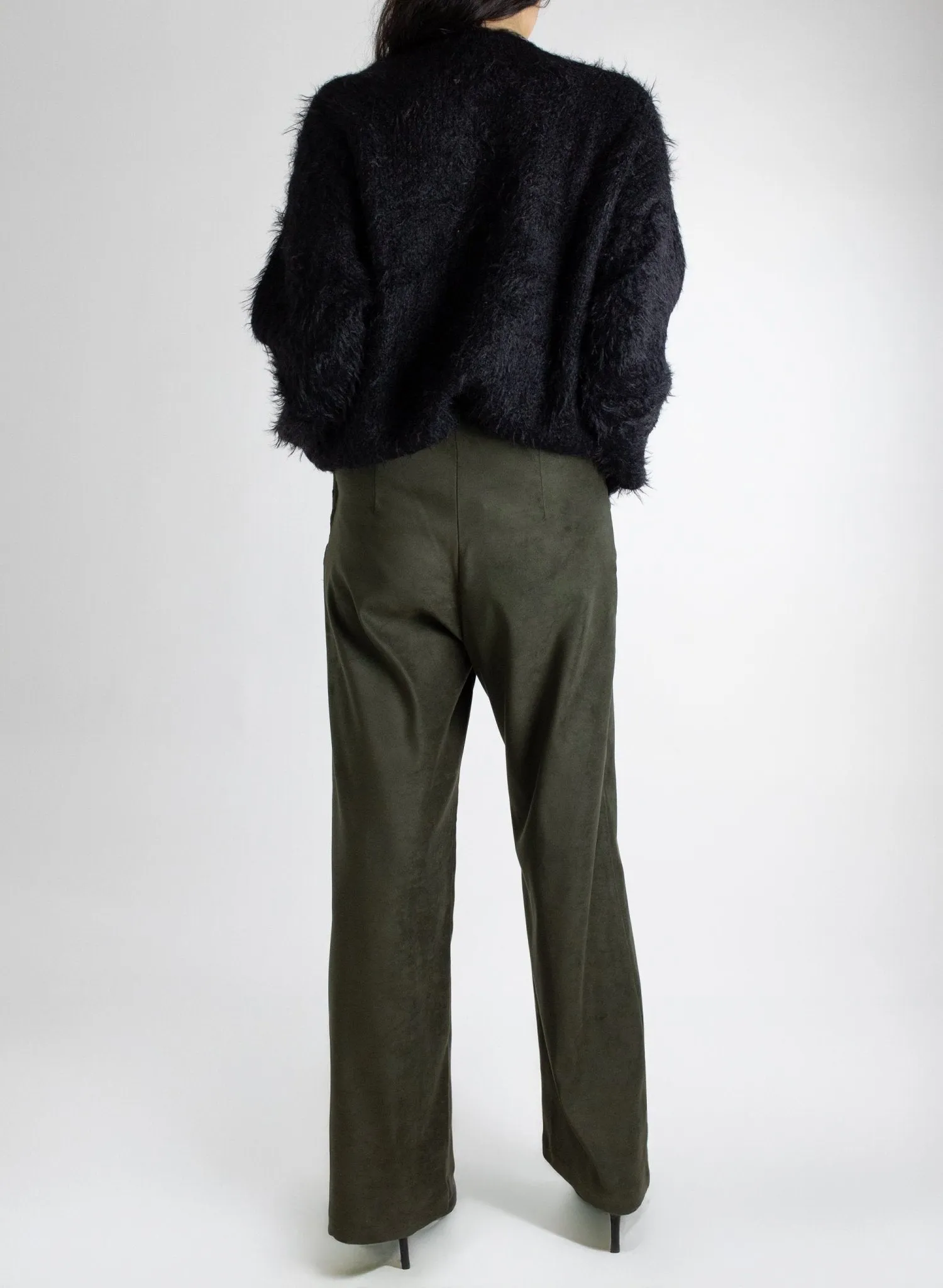Long Odette Pant - Olive Suede