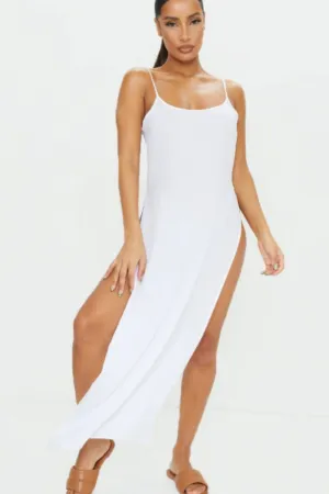 Long Side Slit White Dress
