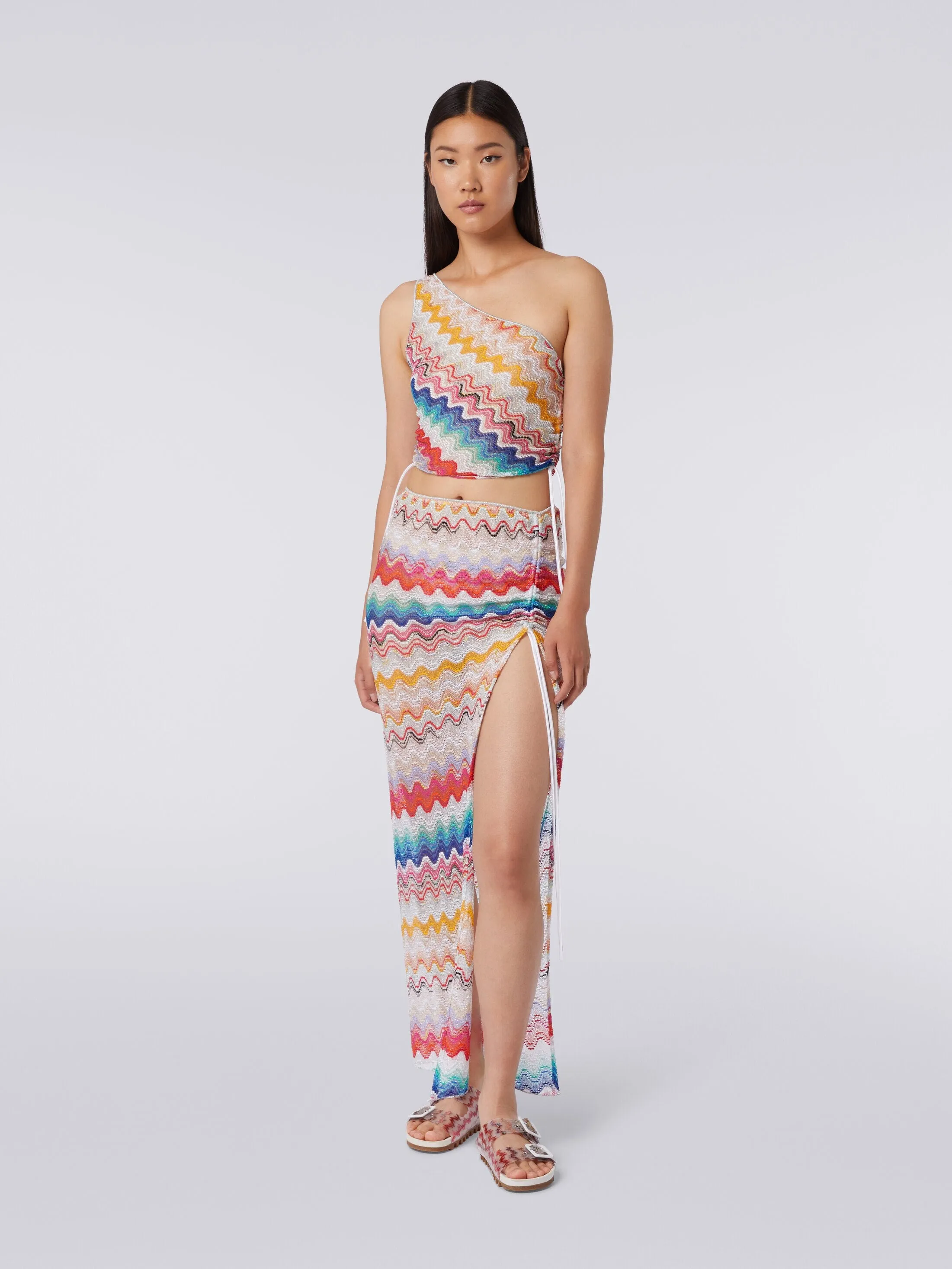 Long Skirt - Multicolor White Base