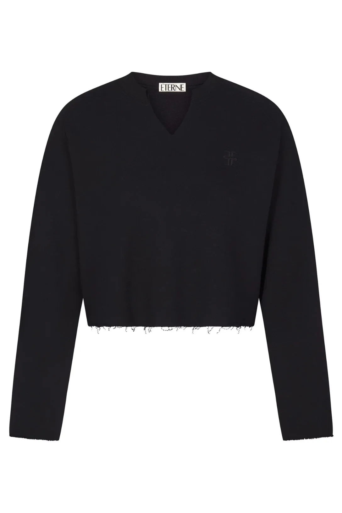 Long Sleeve Raglan V Neck Sweatshirt | Black