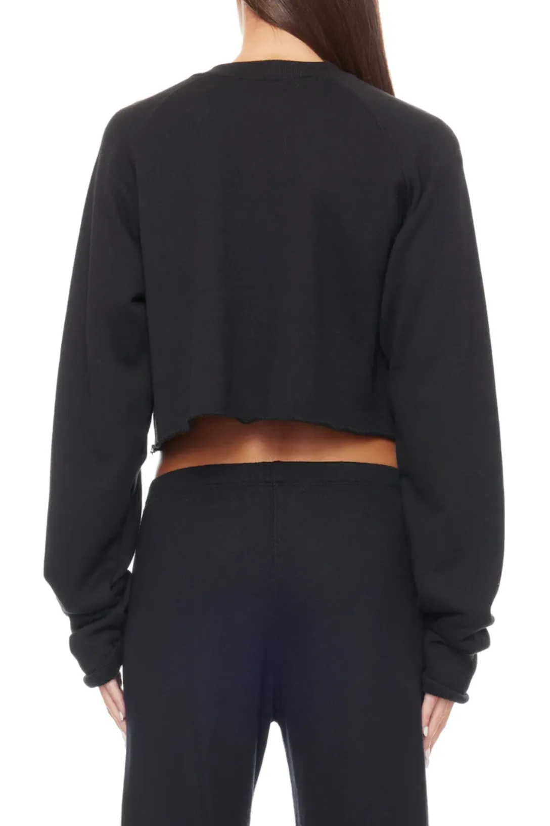 Long Sleeve Raglan V Neck Sweatshirt | Black