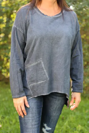 Long Sleeve Top In Navy
