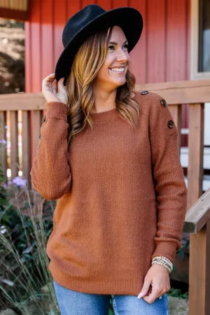 Love Beyond Words Knit Sweater- Rust