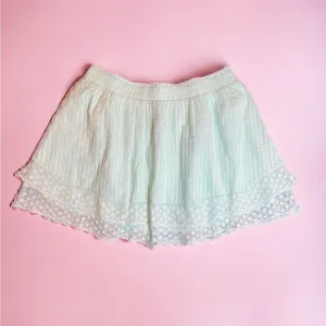 LoveShackFancy Toya lace panel mini skirt, seafoam green, NWT, size L