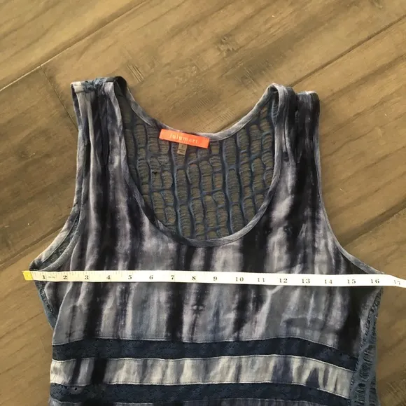 Lulumari Tie Dye Lace Blue Tunic Dress - Size Small.