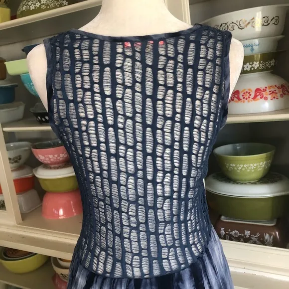 Lulumari Tie Dye Lace Blue Tunic Dress - Size Small.