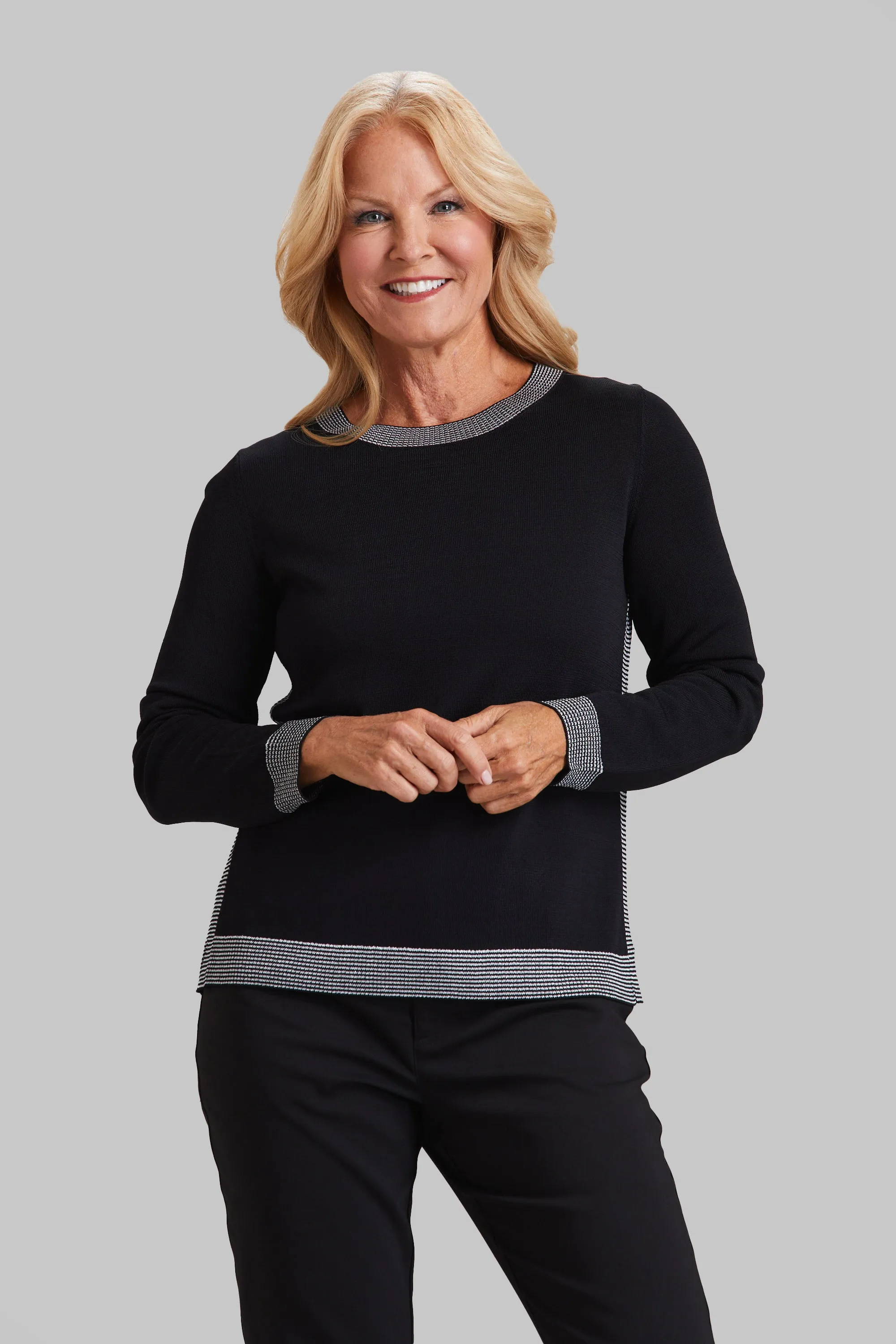 Lurex Colorblock Crewneck