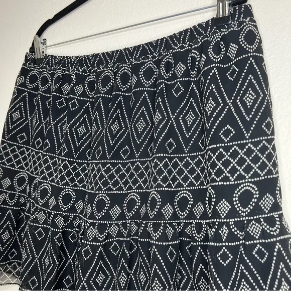 Madewell Caravan Black &amp; White Geometric Printed Flowy Mini Skirt XL NWT