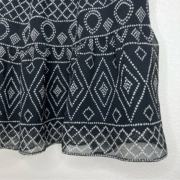 Madewell Caravan Black &amp; White Geometric Printed Flowy Mini Skirt XL NWT