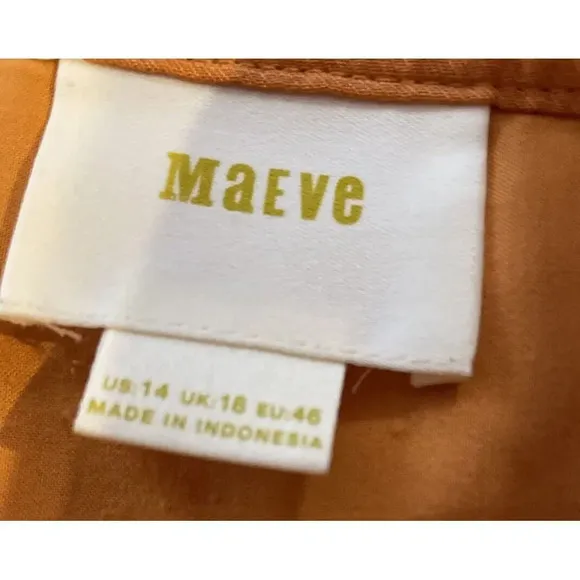 Maeve By Anthropologie Skirt Womens 14‎ Orange Rayon/Linen Wrap