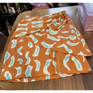 Maeve By Anthropologie Skirt Womens 14‎ Orange Rayon/Linen Wrap