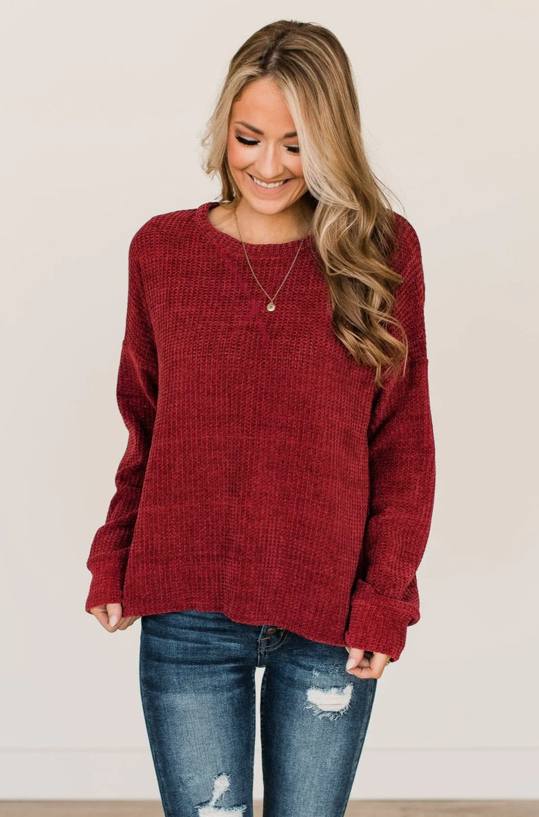Make Your Move Knit Sweater- Burgundy