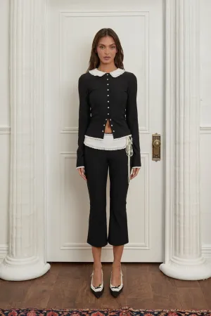 MARIE CAPRI - NOIR W/ WHITE EMBROIDERY