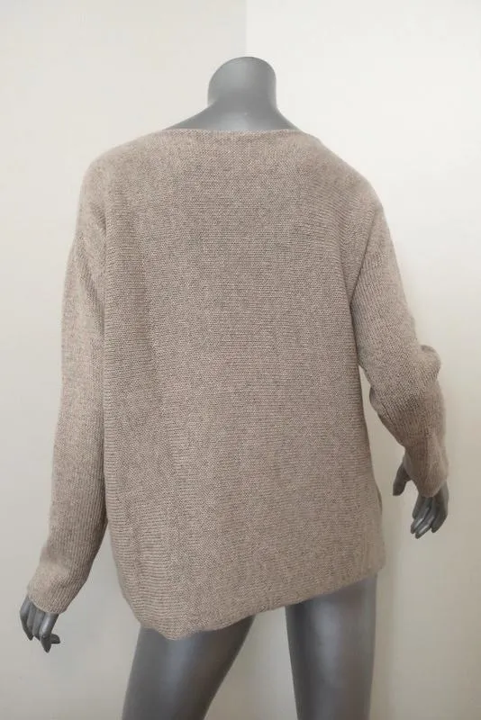 Massimo Alba Sweater Beige Cotton Knit Size Medium Scoop Neck Pullover