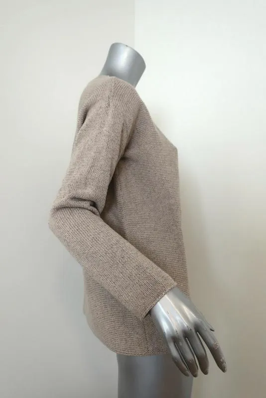 Massimo Alba Sweater Beige Cotton Knit Size Medium Scoop Neck Pullover