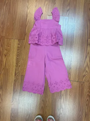 May Girls Eyelet Crop Pant and Babydoll Top