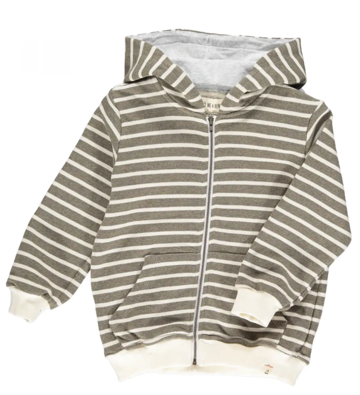 Me and Henry Mushroom/Cream Stripe Zipped Hoodie: Size 5/6 to 16 Years